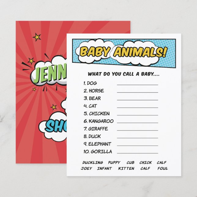 その男の子の漫画ブックスーパーヒーローベビーアニマルゲーム (正面/裏面)