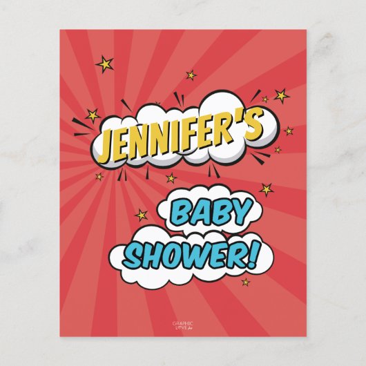 その男の子の漫画ブックスーパーヒーローベビーシャワーアドバイス (裏面)