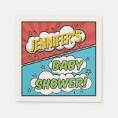 その男の子の漫画本スーパーヒーロー赤ちゃんシャワー スタンダードカクテルナプキン (正面)