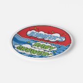 その男の子の漫画本スーパーヒーロー赤ちゃんシャワー ペーパープレート (アングル)