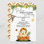 その男の子の男の赤ちゃんシャワーサファリライオン招待状 招待状 (正面/裏面)