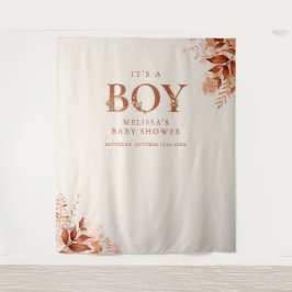 その男の子の素朴秋の赤ちゃんシャワー写真の支柱 タペストリー