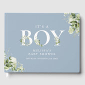 その男の子の緑の手紙ほこりっぽい青い赤ちゃんシャワー ゲストブック (正面)