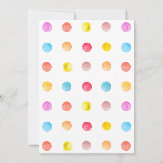 その男の子の赤ちゃんシャワータイポグラフィカラフル点 招待状 (裏面)