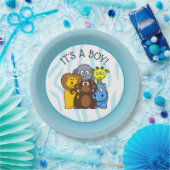 その男の子の赤ちゃんシャワープレート動物園動物プレート ペーパープレート (パーティー)