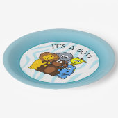 その男の子の赤ちゃんシャワープレート動物園動物プレート ペーパープレート (アングル)