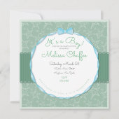 その男の子の赤ちゃんシャワー招待状 – シーフオムグリーン 招待状 (正面)