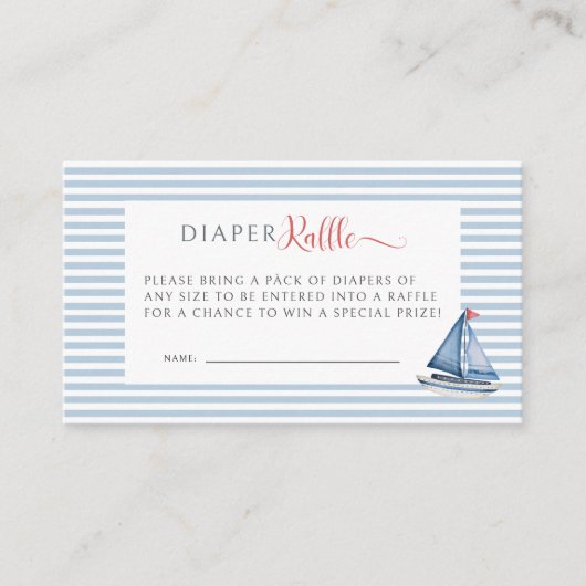 その男の子の赤ちゃんシャワー航海のおむつラッフル エンクロージャーカード (正面)