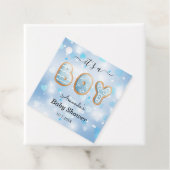 その男の子の赤ん坊シャワー青い白いメッセージカード フェイバータグ (インサイチュ)