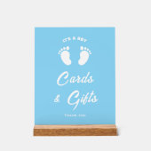 その男の子の足ブルーベビーシャワーカード&ギフトサイン アクリルサイン (正面)