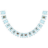 その男の子の青い雲テディベア赤ちゃんシャワー バンティングフラッグ (全)