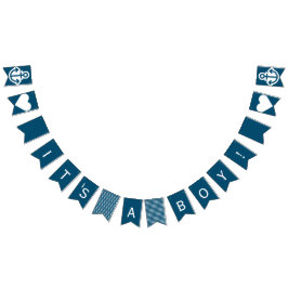 その男の子の青および白く航海のな旗布 バンティングフラッグ