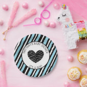 その男の子の青と黒の赤ストライプのちゃんシャワー ペーパープレート (パーティー)