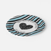 その男の子の青と黒の赤ストライプのちゃんシャワー ペーパープレート (アングル)