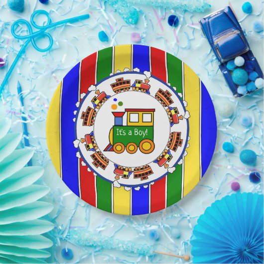 その男の子のChoo Choo Train赤ちゃんシャワーパーティー ペーパープレート (パーティー)