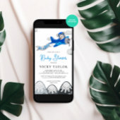 その男の子アビエーターベア飛行機冬の赤ちゃんシャワー 招待状