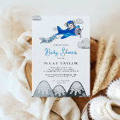 その男の子アビエーターベア飛行機冬の赤ちゃんシャワー 招待状