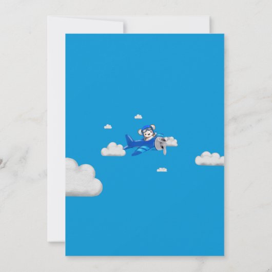 その男の子アビエーターベア飛行機冬の赤ちゃんシャワー 招待状 (裏面)