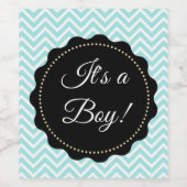 その男の子ティール(緑がかった色)赤ちゃんシャワーワインボトルラベル ワインラベル (シングルラベル)