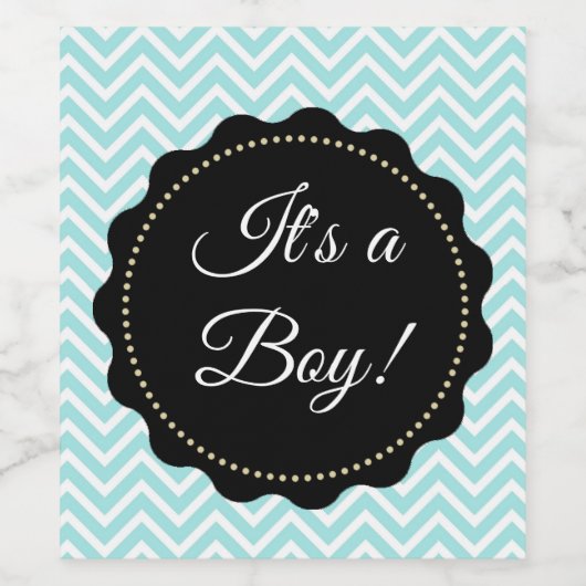 その男の子ティール(緑がかった色)赤ちゃんシャワーワインボトルラベル ワインラベル (シングルラベル)