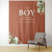 その男の子フローラテラコッタ赤ちゃんシャワー写真のプロップ タペストリー (インサイチュ)