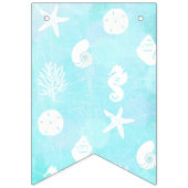 その男の子ブルーシーシェルビーチをテーマにした赤ちゃんシャワー バンティングフラッグ (第2の旗)