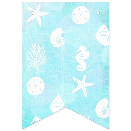 その男の子ブルーシーシェルビーチをテーマにした赤ちゃんシャワー バンティングフラッグ (第2の旗)