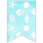 その男の子ブルーシーシェルビーチをテーマにした赤ちゃんシャワー バンティングフラッグ (第1の旗)