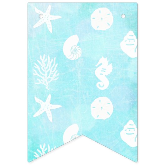 その男の子ブルーシーシェルビーチをテーマにした赤ちゃんシャワー バンティングフラッグ (第3の旗)