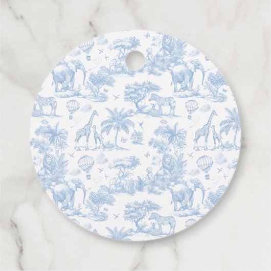 その男の子ブルートイレサファリ動物の赤ちゃんシャワー フェイバータグ (裏面)