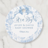 その男の子ブルートイレサファリ動物の赤ちゃんシャワー フェイバータグ (正面)