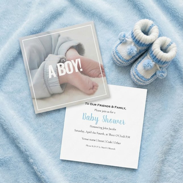 その男の子、あなたの写真、赤ちゃんシャワーカード。 (Its a boy, your own photo, baby shower card.)