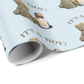 その男の子、ベビー&テディベア赤ちゃんシャワー贈り物ラップ ラッピングペーパー (ロールコーナー)