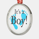 その男の子-生まれたばかりのなベビーお祝い メタルオーナメント (左)