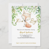 その男の子、緑、ウッドランドキツネ、男の赤ちゃんシャワー 招待状 (正面)