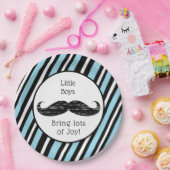 その男の子、青と黒の口ひげの赤ちゃんシャワー ペーパープレート (パーティー)