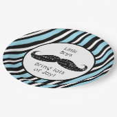 その男の子、青と黒の口ひげの赤ちゃんシャワー ペーパープレート (アングル)