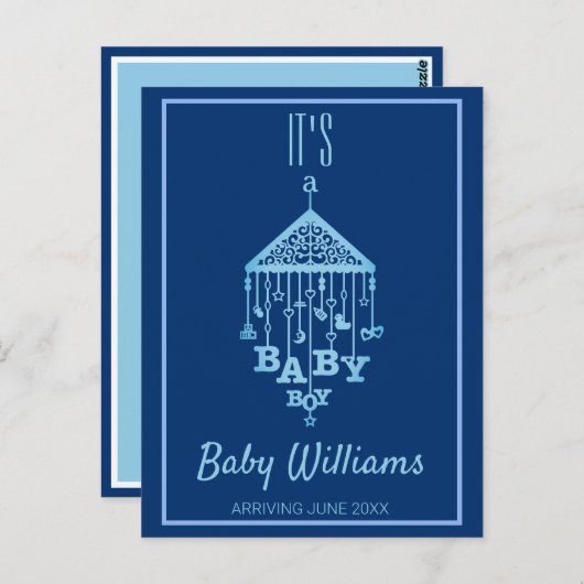 その男の赤ちゃんブルー妊娠の発表 ポストカード (正面/裏面)