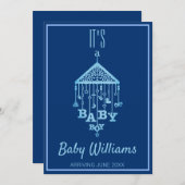 その男の赤ちゃんブルー妊娠の発表 案内状 (正面/裏面)