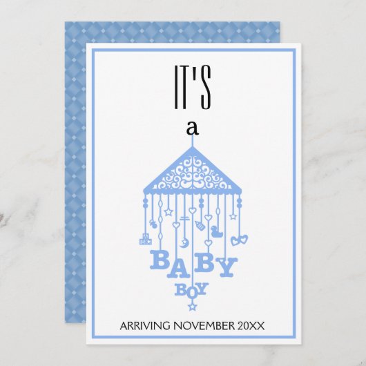 その男の赤ちゃん妊娠の発表 案内状 (正面/裏面)