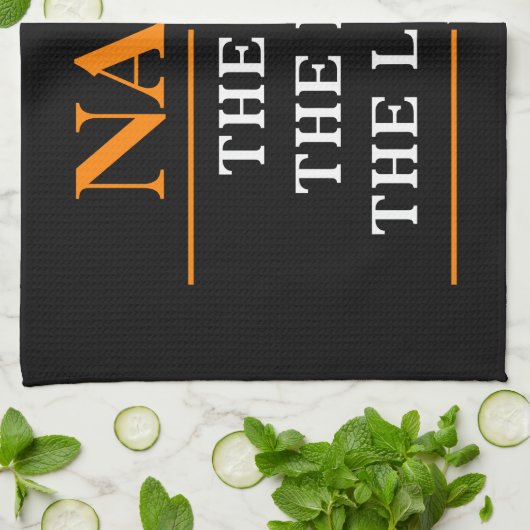 その男パーソナライズされたに神話を伝説と名付ける キッチンタオル (折り畳み)