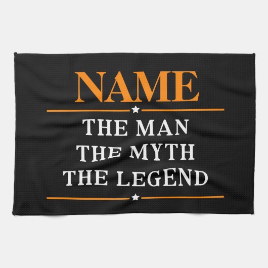 その男パーソナライズされたに神話を伝説と名付ける キッチンタオル (横)