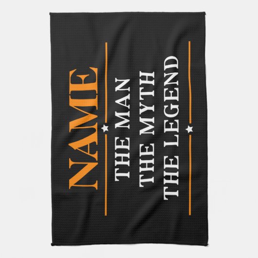 その男パーソナライズされたに神話を伝説と名付ける キッチンタオル (縦)