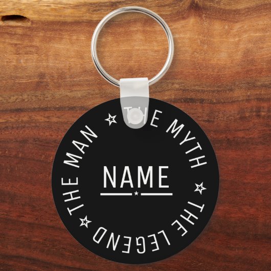 その男パーソナライズされたに神話を伝説と名付ける キーホルダー (正面)