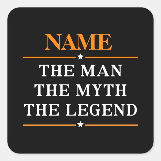 その男パーソナライズされたに神話を伝説と名付ける スクエアシール (正面)