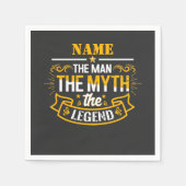 その男パーソナライズされたに神話を伝説と名付ける スタンダードカクテルナプキン (正面)