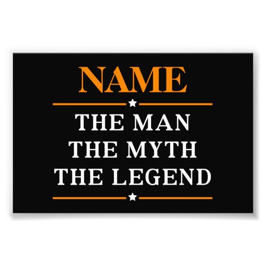 その男パーソナライズされたに神話を伝説と名付ける フォトプリント            (正面)