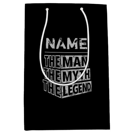 その男パーソナライズされたに神話を伝説と名付ける ミディアムペーパーバッグ (正面)