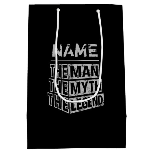 その男パーソナライズされたに神話を伝説と名付ける ミディアムペーパーバッグ (裏面)