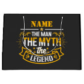 その男パーソナライズされたに神話を伝説と名付ける ラージペーパーバッグ (正面)